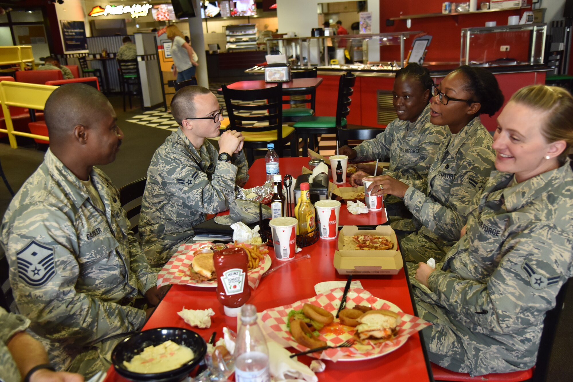 While at Spangdahlem Air Base, Germany performing their annual tour, Airmen from the 927th Air Refueling Wing’s Logistics Readiness Squadron, assigned to MacDill Air Force Base, Florida, 11 July, 2017, spent time breaking bread and getting to know each other. (U.S. Air Force photo by Staff Sgt. Adam Borgman)
