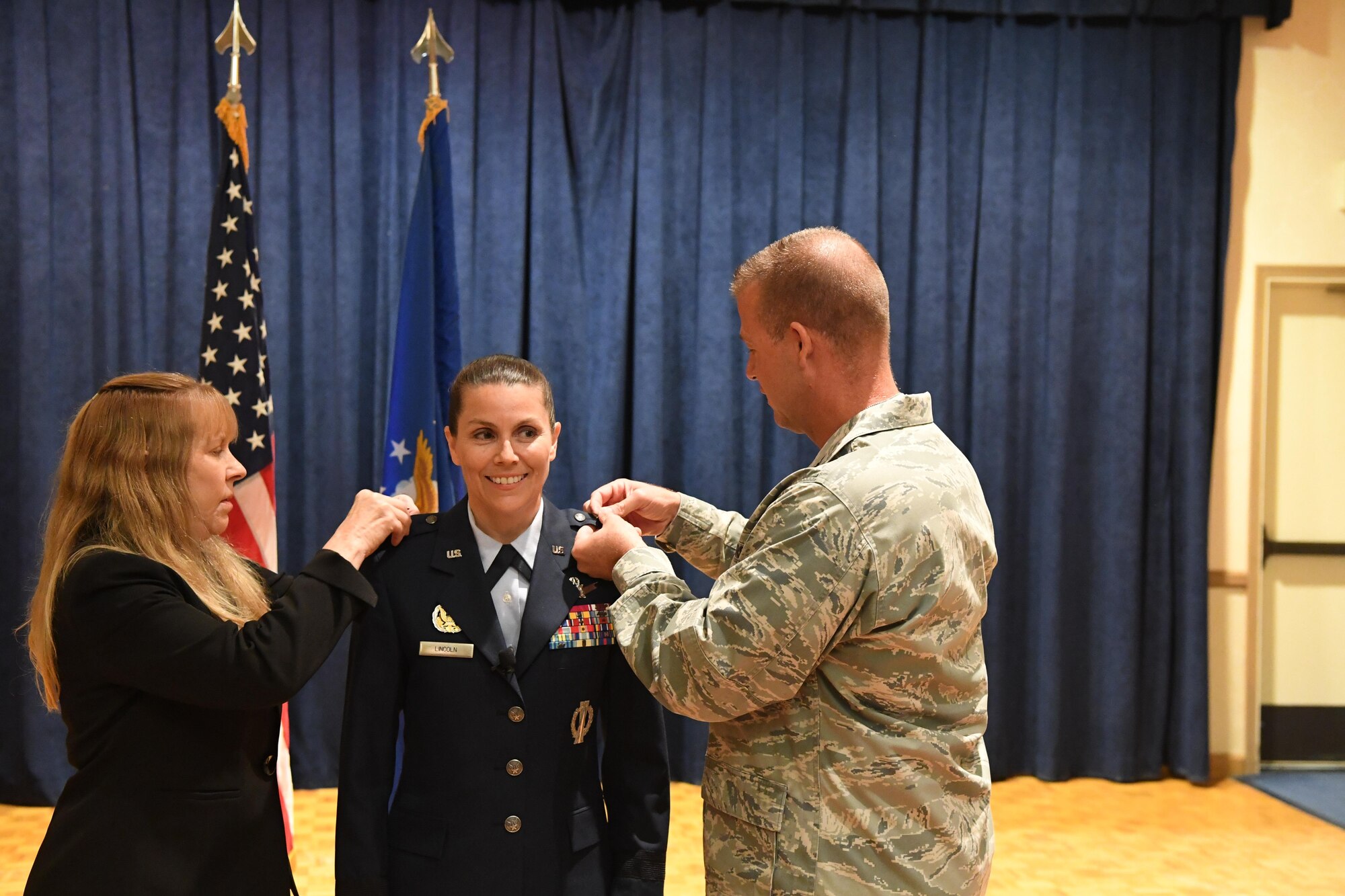 Brig. Gen. Pamela J. Lincoln, Mobilization Assistant to the Commander, 14th Air Force (Air Forces Strategic) and Joint Functional Component Command for Space, was promoted to major general during a ceremony July 10, 2017 at Vandenberg Air Force Base, California. (U.S. Air Force photo by Capt. Nicholas Mercurio/Released)