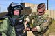 Tech. Sgt. David Atkins, right, and Senior Airman Bentley Davis, explosive ordnance disposal specialists with the Air National Guard's 147th Reconnaissance Wing in Houston, Texas prepare for a counter improvised explosive device scenario during the Audacious Warrior exercise at Fort McCoy, Wis., July 27, 2017. The 12 day long exercise utilized the extensive training facilities of Volk Field Combat Readiness Training Center and Fort McCoy Total Force Training Center to provide EOD teams from eight different states comprehensive classroom and scenario based training in EOD tactics and procedures difficult to obtain at their respective home stations. (U.S. Air National Guard Photo by Master Sgt. Paul Gorman)