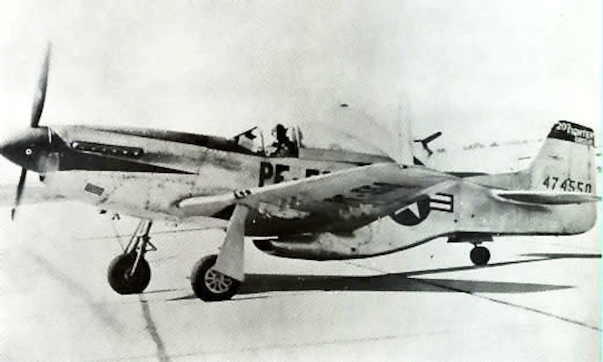 A P-51 Mustang sits on a flightline at Biggs Field, Texas, circa 1946. (Courtesy Photo)