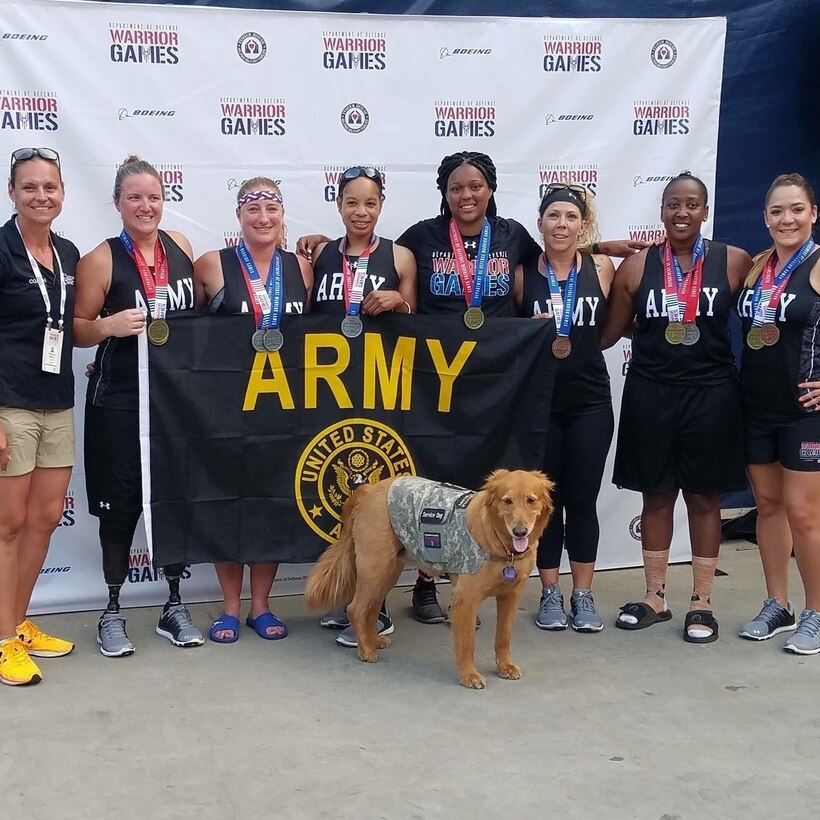 Sgt. 1st Class Heather Moran, 3rd from left, represented the 364th ESC in the 2017 DoD Warrior games as part of the cycling, shooting, shot put and discus throw team. The Warrior games is an adaptive sports competition for wounded, ill and injured service members and veterans participating in eight sporting events in Chicago from June 30 – July 08.
