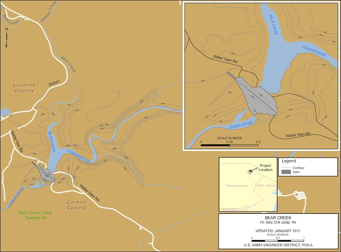 Project Index Map for Francis E. Walter Dam