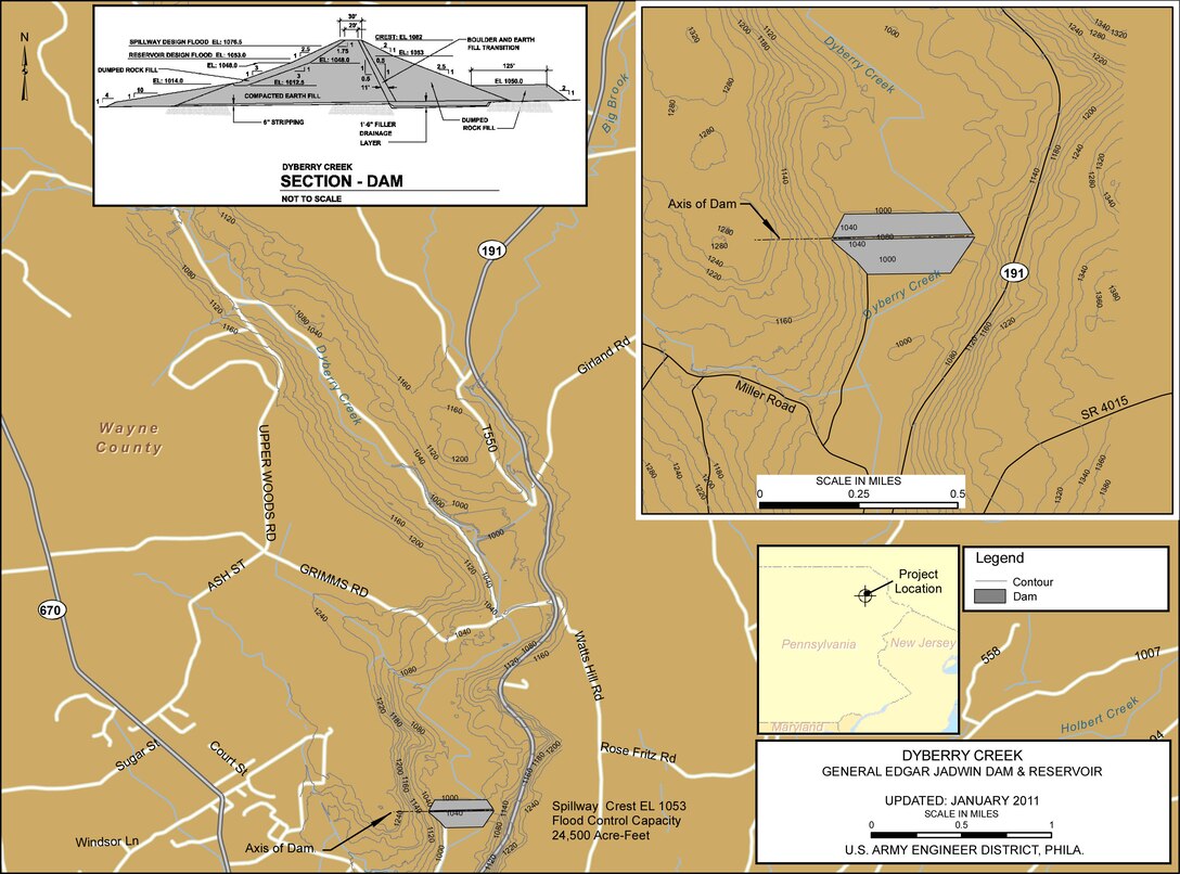 Project Index Map for General Edgar Jadwin Dam