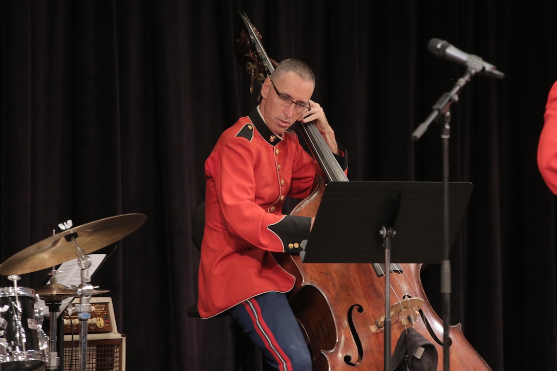 On July 13, 2017, a Marine Jazz Combo performed at the National Museum of American History's Wallace H. Coulter Performance Plaza as part of the Star-Spangled American Music Series. (U.S. Marine Corps photo by Master Sgt. Amanda Simmons/released)
