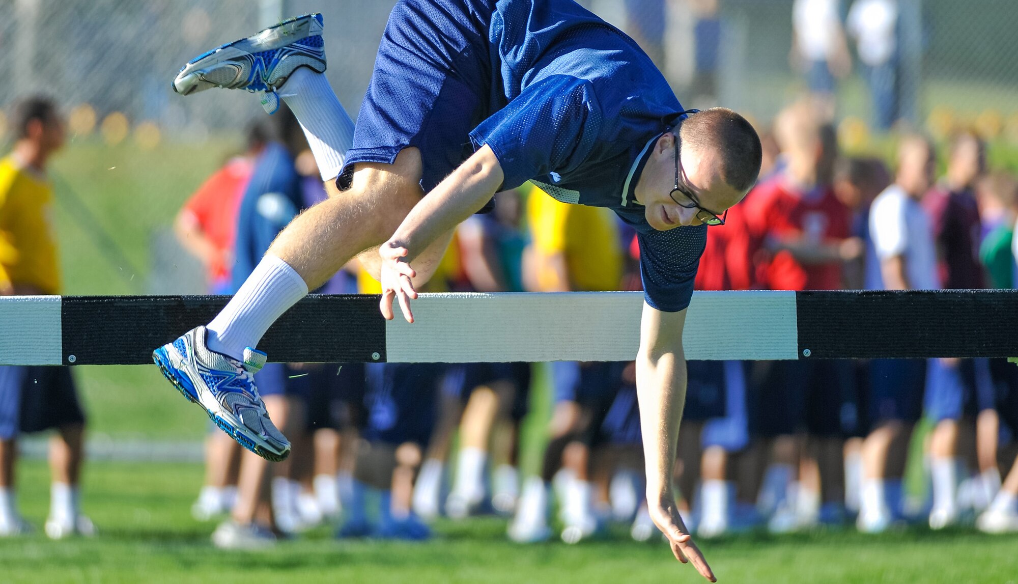Basic cadet trainees at the Air Force Academy will test their skill, stamina and physical condition July 14 at Field Day. (U.S. Air Force Academy Visual Information)
