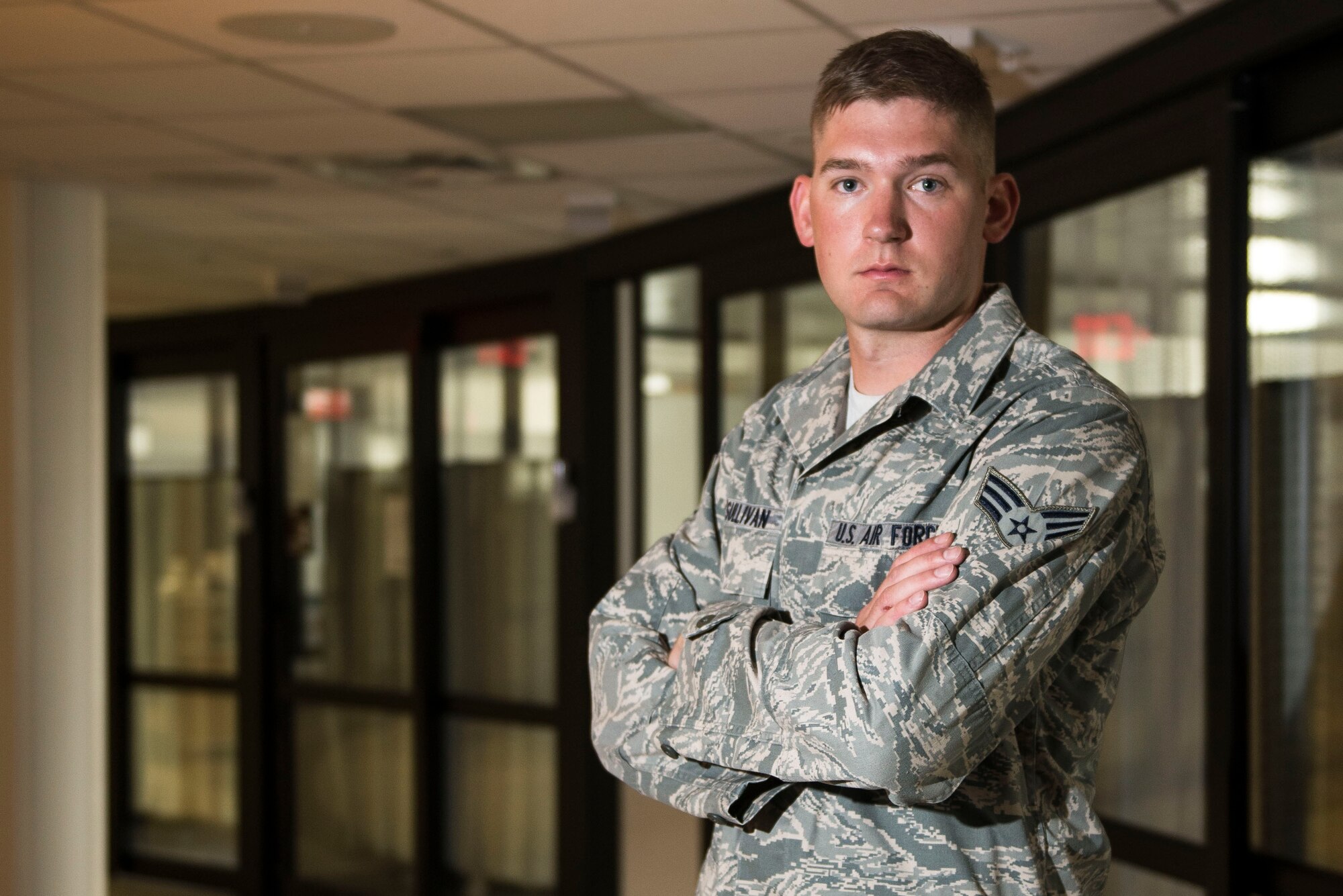 Senior Airman Joshua O’Sullivan, a respiratory therapist from the 88th Medical Group, Wright-Patterson Air Force Base, has been named to the 10th volume of the Air Force’s Portraits in Courage, an annual program that highlights individual Airmen and teams for their honor, valor, devotion and selfless sacrifice in the face of extreme danger to themselves and others. (U.S. Air Force photo/Wesley Farnsworth)