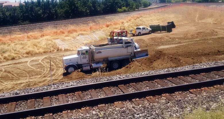 Work continues on the Marysville Ring Levee project in July 2017. This location is near Binney Junction, adjacent to the Marysville Catholic Cemetery.