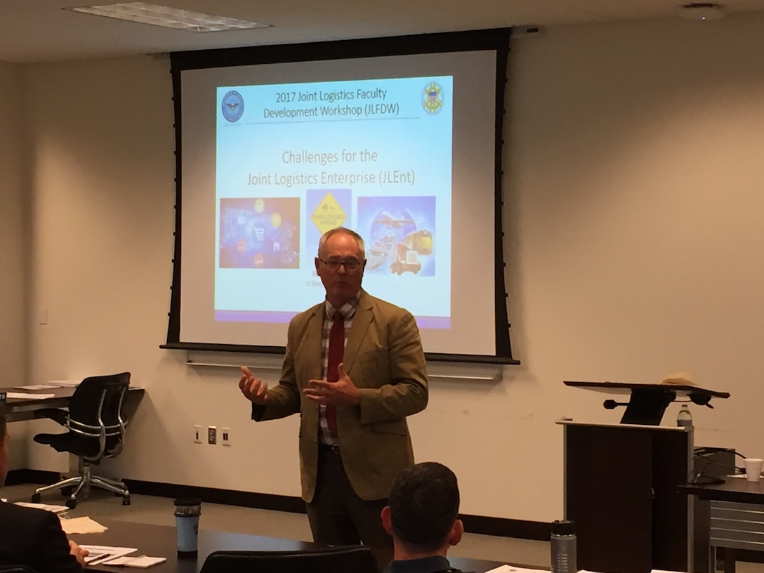 Retired Air Force Lieutenant General Bob Allardice engaged the attendees on the challenges facing the Joint Logistics Enterprise during the 2017 Joint Logistics Faculty Development Workshop. 