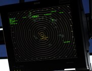 A tower display workstation hangs in the Air Traffic Control Tower at Minot Air Force Base, N.D, June 20, 2017. The radar shows the type, altitude and speed of aircraft, along with weather in the surrounding area up to 150 miles. (U.S. Air Force photo by Senior Airman Sahara L. Fales)