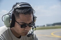 U.S. Air Force Staff Sgt. Sonethasinh Sayasaeng, a 35th Maintenance Squadron avionics technician, installs the M7.1 upgrade to an F-16 Fighting Falcon at Misawa Air Base, Japan, July 13, 2017. The M7.1 changes the way the aircraft physically interfaces with the pilot. Multiple changes to hands on throttle and stick functionality will enable pilots to more effectively use the display while keeping their hands on the controls of the aircraft. (U.S. Air Force photo by Airman 1st Class Sadie Colbert)