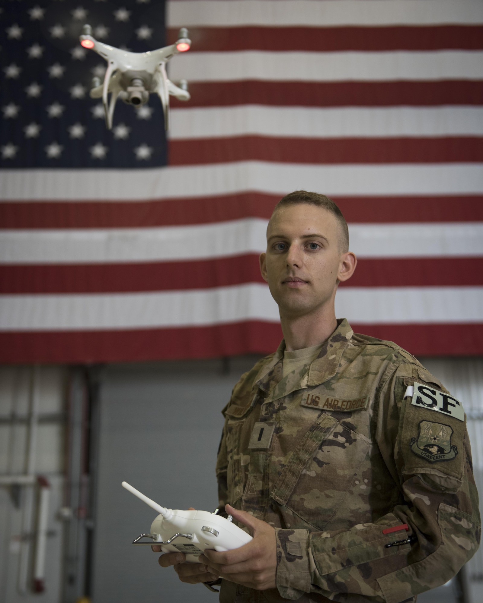 First Lieutenant Ryan Wilkerson is an Air Force Research Lab researcher attached to the 455th Expeditionary Security Forces Squadron. Wilkerson deployed to Bagram Airfield, Afghanistan, to launch a program teaching defenders how to pilot and use unmanned aircraft systems to train coalition forces to respond to the challenges UAS can present. (U.S. Air Force photo by Staff Sgt. Benjamin Gonsier) 