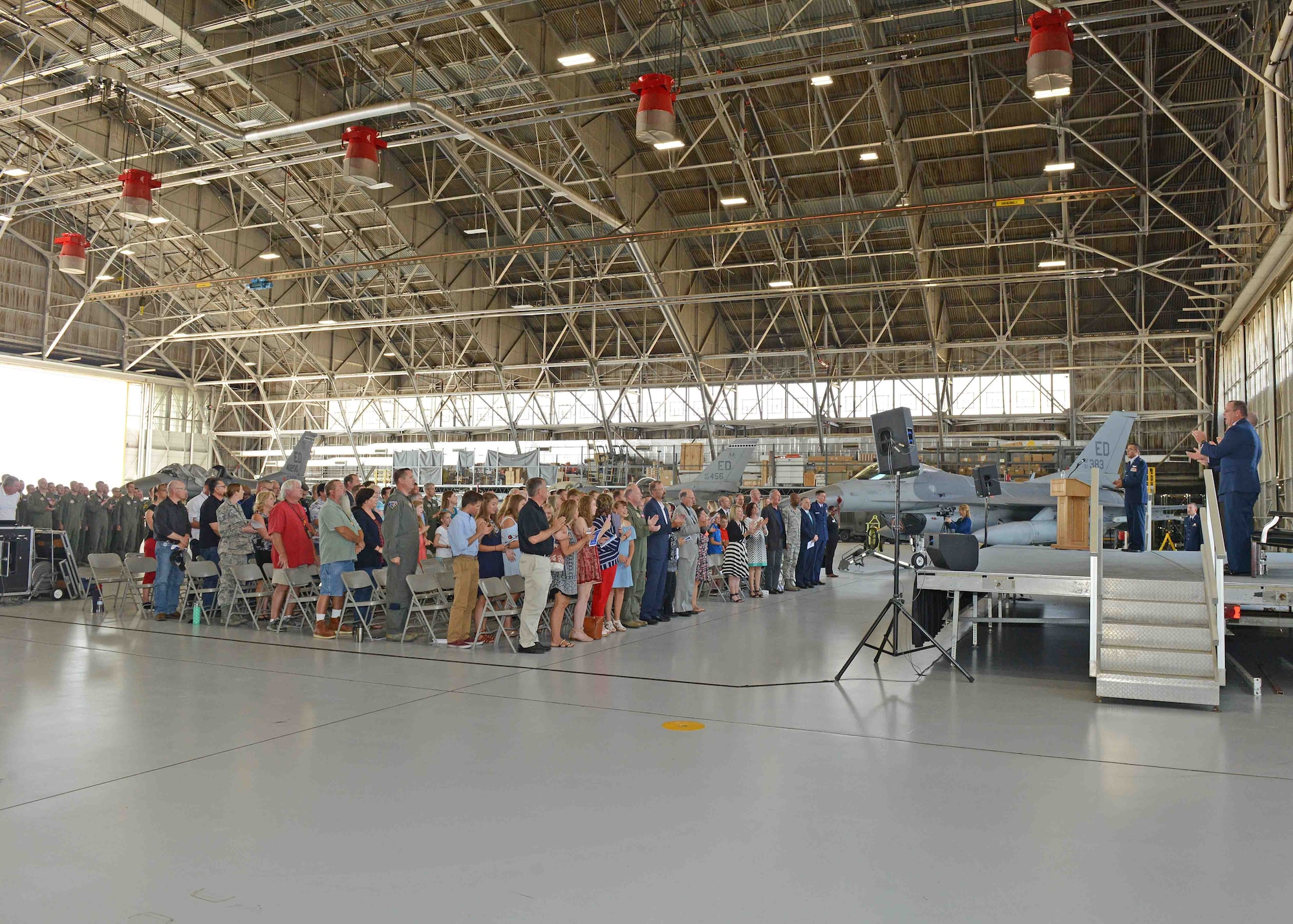 The change of command ceremony for the U.S. Air Force Test Pilot School was held in Hangar 1207 July 14. (U.S. Air Force photo by Kenji Thuloweit)