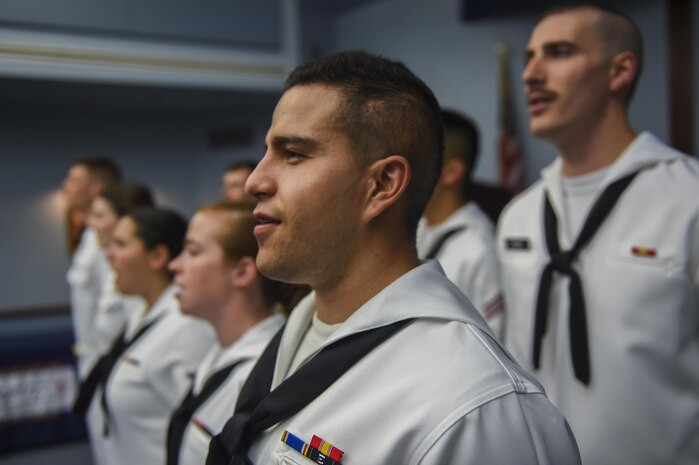The Navy Nuclear Power Training Command choir sings the National Anthem during a practice at the NNPTC building July 12. The career fields trained at NNPTC are electrical technicians, electrician’s mates and machinist mates with an average of 2,250 students.