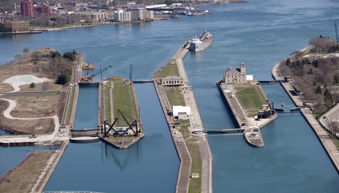 Lt. Gen. Todd Semonite  discusses the Soo Locks at the Detroit District on July 11, 2017.