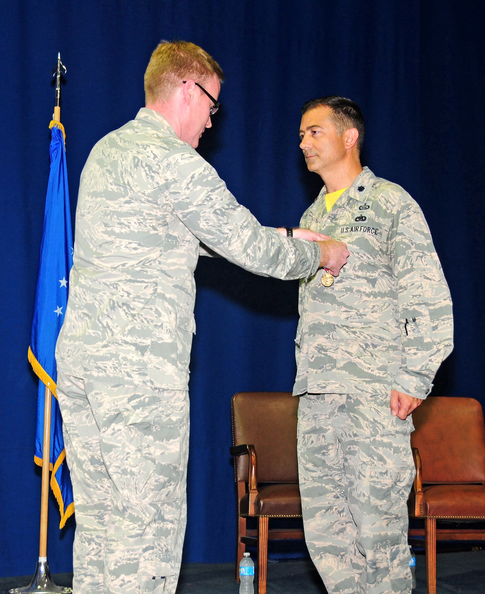 The 192nd Fighter Wing Intelligence Squadron celebrated a change of command in a ceremony June 25, 2016, at Joint Base Langley-Eustis, Virginia. Lt. Col. Chris Batterton assumed command of the 192nd IS from Lt. Col. David Lands. (U.S. Air National Guard photo by Staff Sgt. Johnisa B. Roberts)