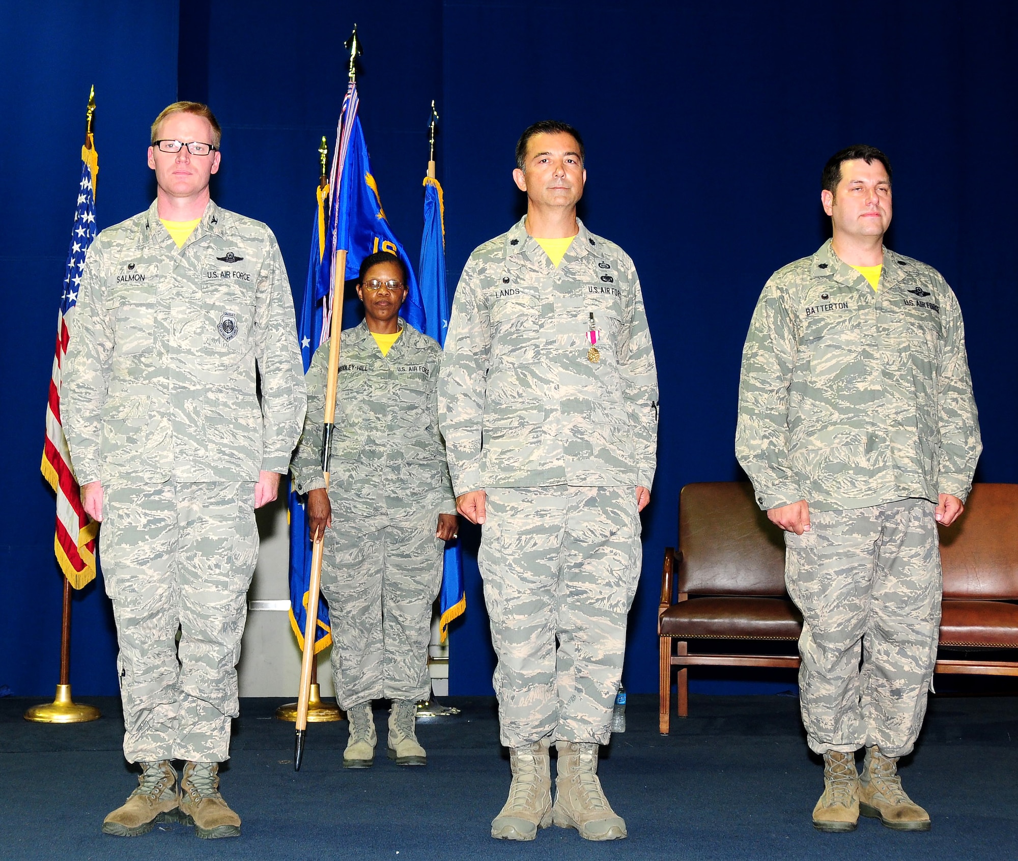 The 192nd Fighter Wing Intelligence Squadron celebrated a change of command in a ceremony June 25, 2016, at Joint Base Langley-Eustis, Virginia. Lt. Col. Chris Batterton assumed command of the 192nd IS from Lt. Col. David Lands. (U.S. Air National Guard photo by Staff Sgt. Johnisa B. Roberts)