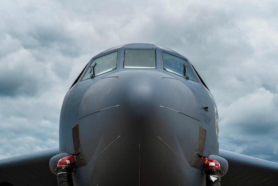 A B-52H Stratofortress is parked during Combat Shield at Minot Air Force Base, N.D., July 12, 2017. Combat Shield is an evaluation for assessing the electronic warfare readiness of aircraft. (U.S. Air Force photos/Senior Airman J.T. Armstrong)