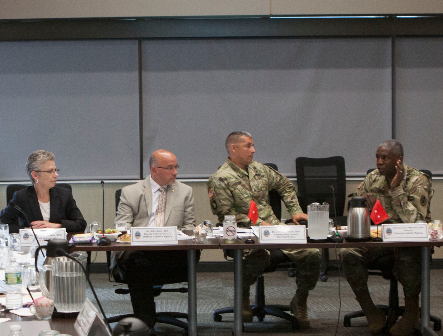 Defense Logistics Agency Director Army Lt. Gen. Darrell K. Williams visits DLA Distribution headquarters in New Cumberland, Pennsylvania, for an orientation meeting with senior leaders July 7.