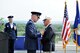 Maj. Gen. James A. Jacobson (second from right), Air Force District of Washington commander, pins a Purple Heart ribbon on World War II veteran, Lt. John Pedevillano, during an award presentation ceremony July 14, 2017 at the U.S. Air Force Memorial, Arlington, Va. Pedevillano, a B-17 bombardier pilot, and his crew assigned to the 306th Bomb Group of the “Mighty Eighth” Air Force were shot down during a bombing mission in airspace over Nazi Germany on April 24, 1944. (Air Force photo by Staff Sgt. Joe Yanik)