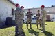 219th RED HORSE Squadron personnel and Slovenian Armed Forces members meet to discuss progress and needs at the Bile barn site Pocek base, near Postonja, Slovenia June 9, 2017. The 219th RHS replaced plumbing, updated electrical wiring, built walls to insulate a water tank and added shelving for the barn which will be used as range control for Exercise Immediate Response.  (U.S. Air National Guard photo/Staff Sgt. Lindsey Soulsby)