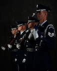 Staff Sgt. Michael J. Solo, 5th Force Support Squadron NCOIC of the base honor guard, poses with his honor guardsmen at Minot Air Force Base, N.D., June 26, 2017. The honor guard attends many ceremonies, to include colors team sequences with both flags and rifles, funeral sequences, pallbearing, firing party, flag folding, sword cordons and other ceremonies. (U.S. Air Force photo by Airman 1st Class Dillon J. Audit)

