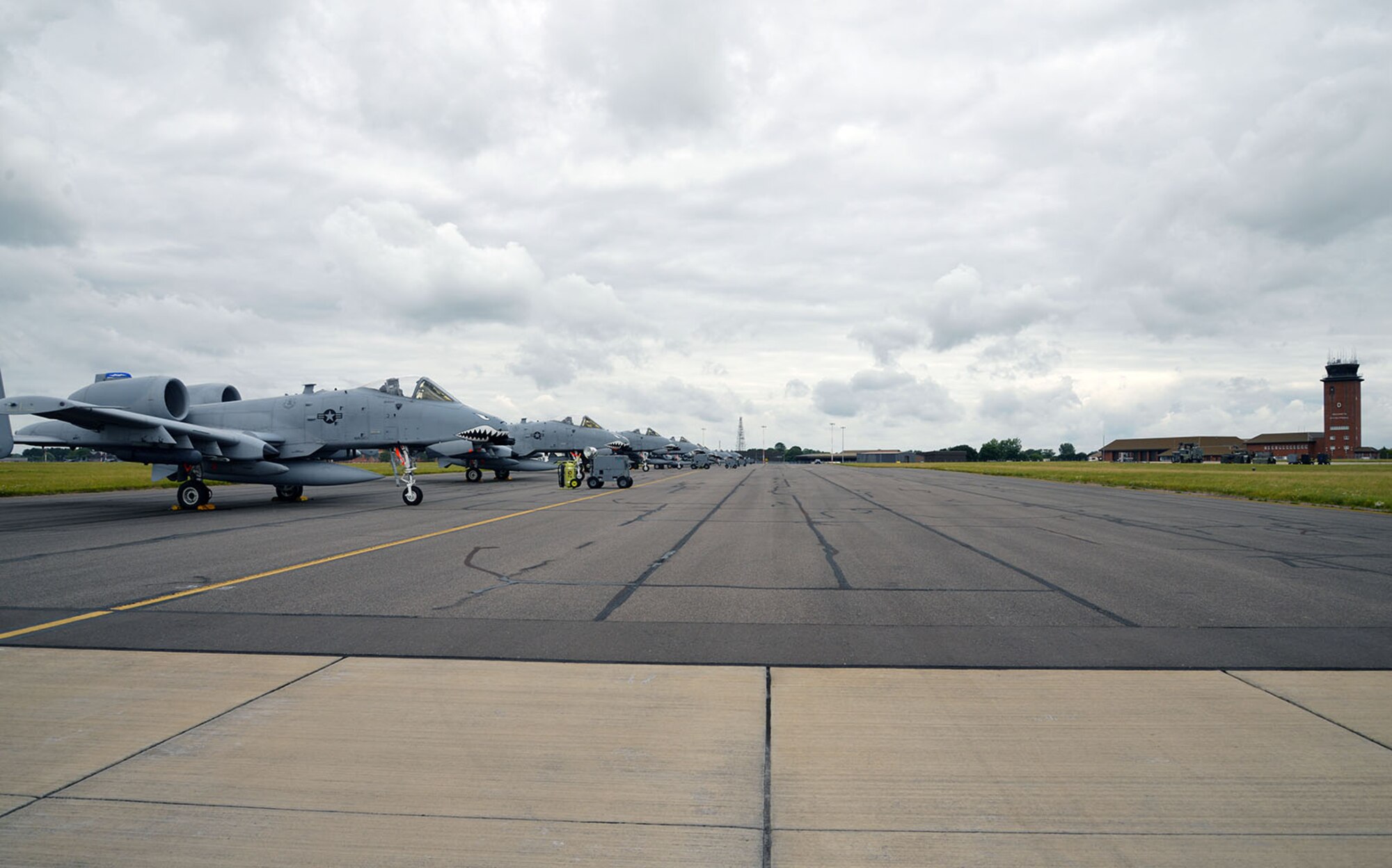 Some A-10 Warthogs from Moody Air Force Base, Ga., transited through RAF Mildenhall, England, July 14, 2017, on their way to a deployment in support of Operation Inherent Resolve.