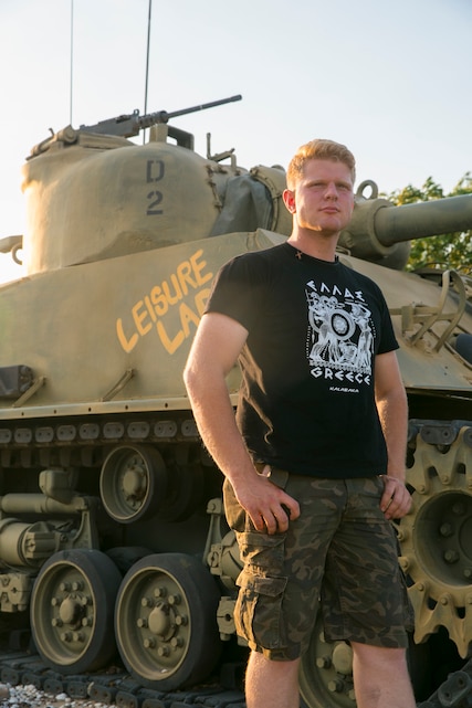 Lance Cpl Kevan Birkinsha, a radio operator with Charlie Company, 1st Tank Battalion, is a fan of admiring different styles of architecture. He travels the United States to admire the different architectural styles throughout the country. (U.S. Marine Corps photo by Lance Cpl. Isaac Cantrell)