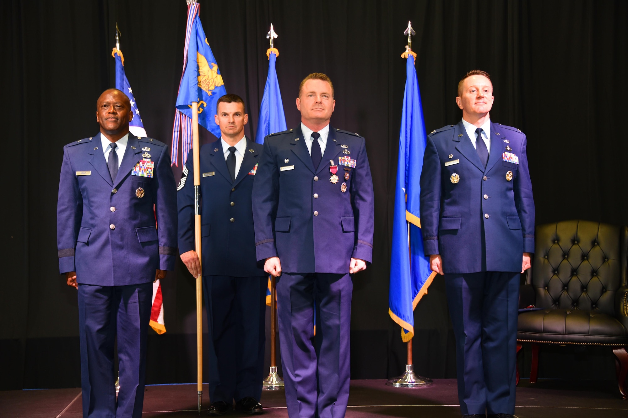 Col. Chad Schrecengost assumes command of the 82nd Mission Support Group, July 13, 2017. (U.S. Air Force photo by Liz Colunga)