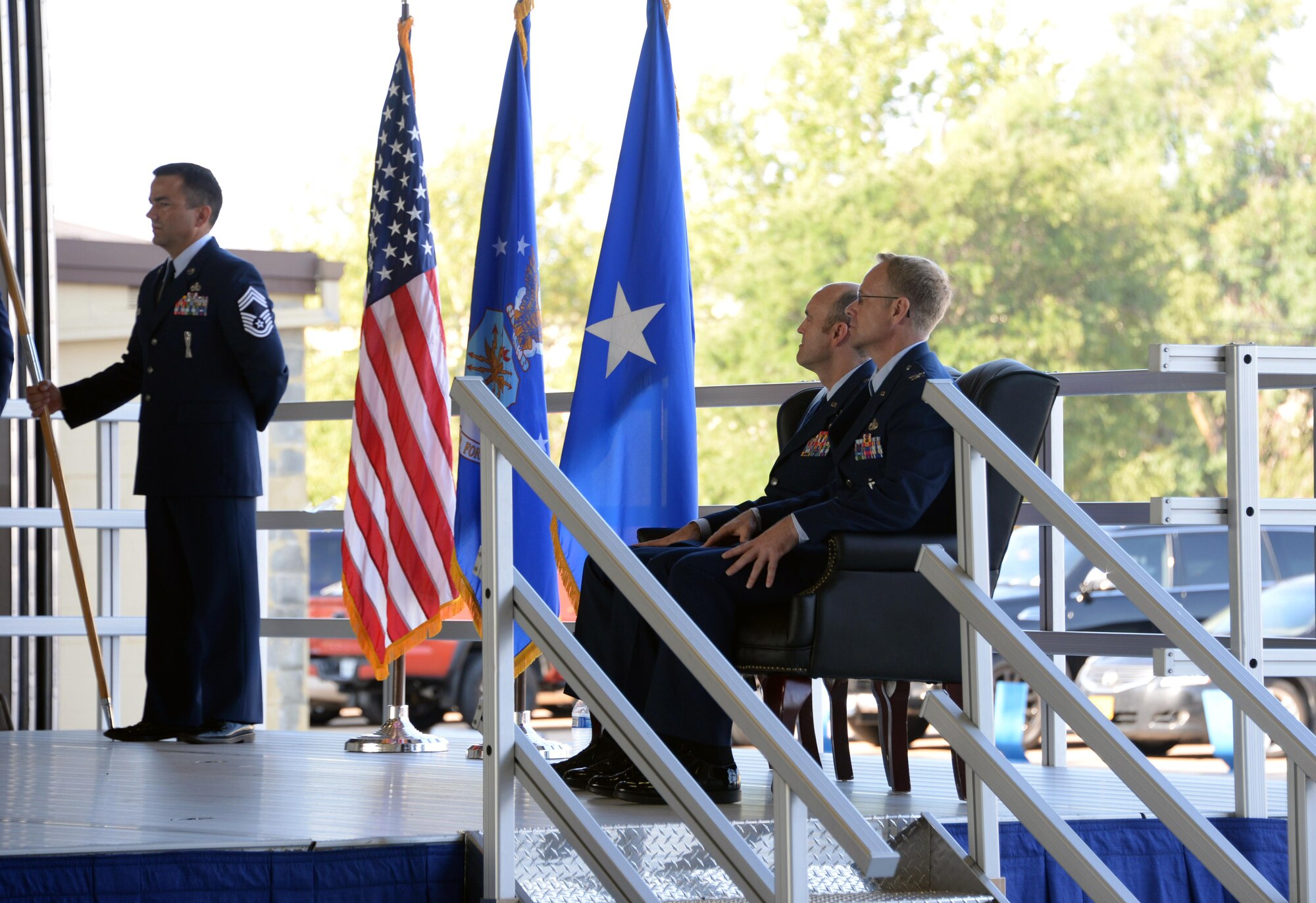Col. Michael Donahue assumes command of the 82nd Training Group, July 17, 2017. (U.S. Air Force photo by Senior Airman Robert L. McIlrath)