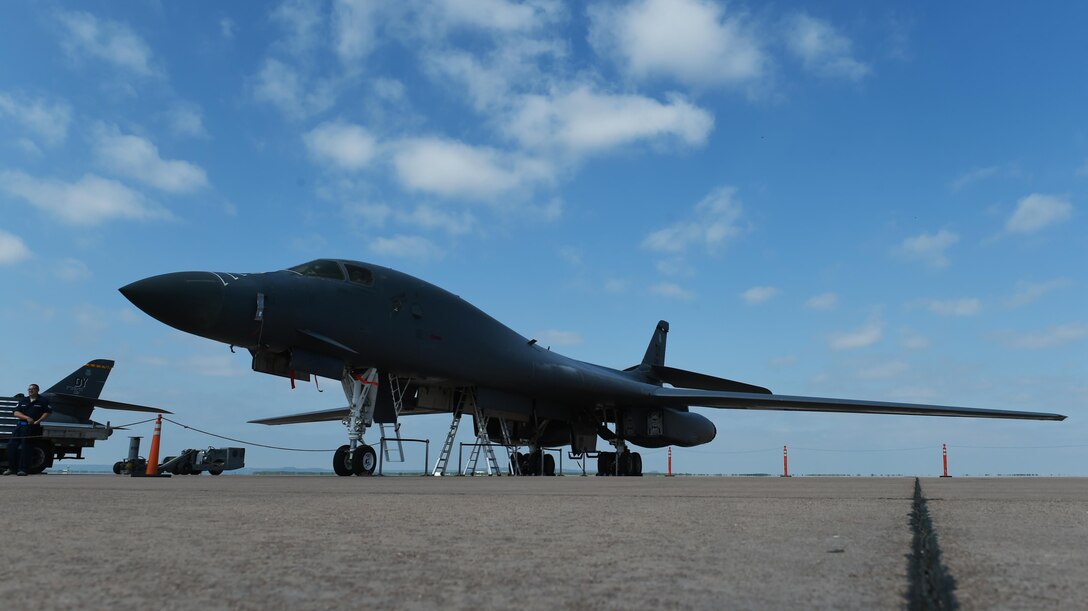 A B-1B Lancer sits on the flight line in preparation for the Air Force Global Strike Challenge load competition at Dyess Air Force Base, Texas, June 13, 2017. The 7th Bomb Wing safety office is responsible for protecting Dyess Airmen, protecting resources and preserving combat readiness. An important asset the weapons safety office oversees is ammo and munitions for the B-1. (U.S. Air Force photo by Airman 1st Class Emily Copeland) 