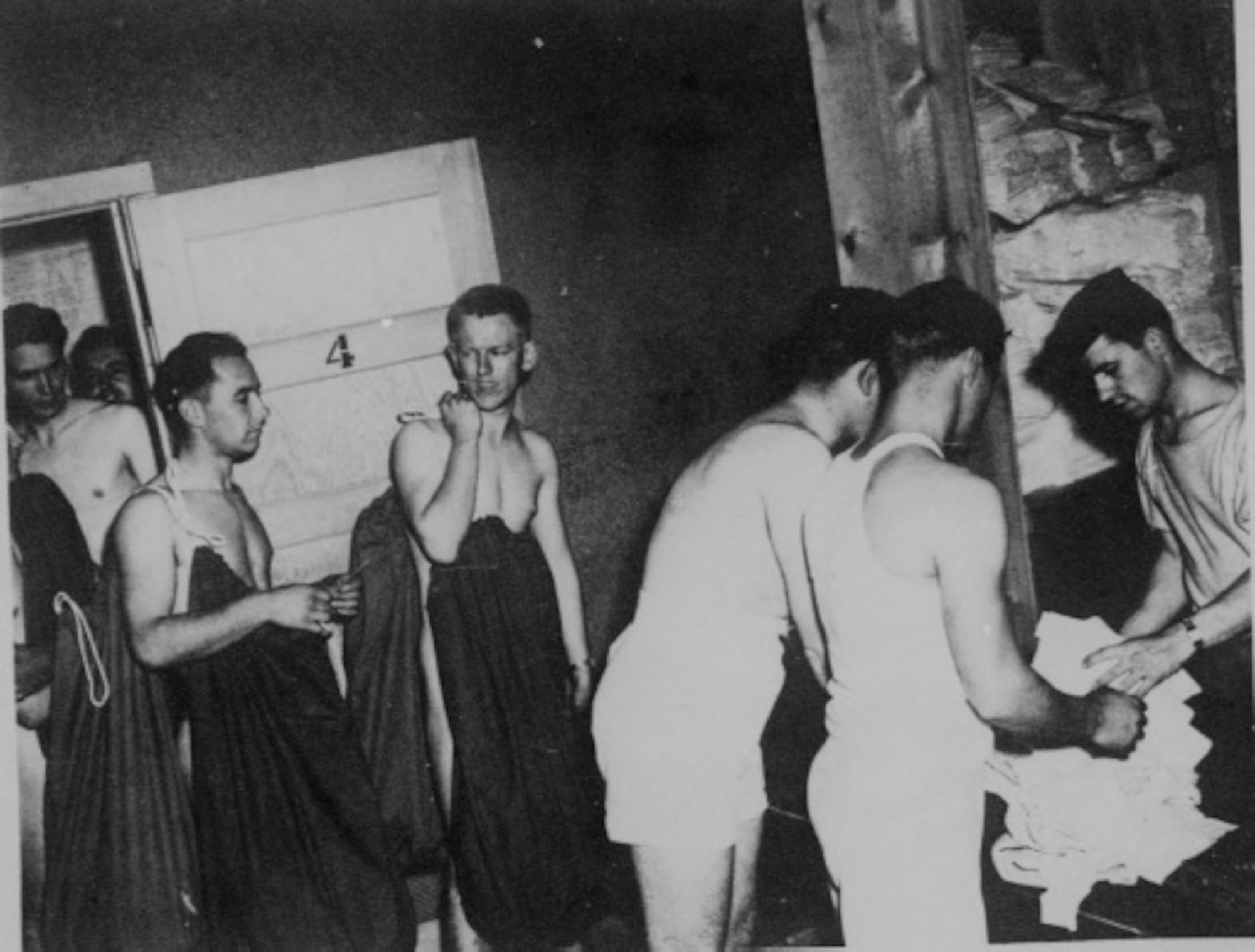 Trainees receive initial clothing issue during basic training at Buckley Field in 1943. (Courtesy Photo)