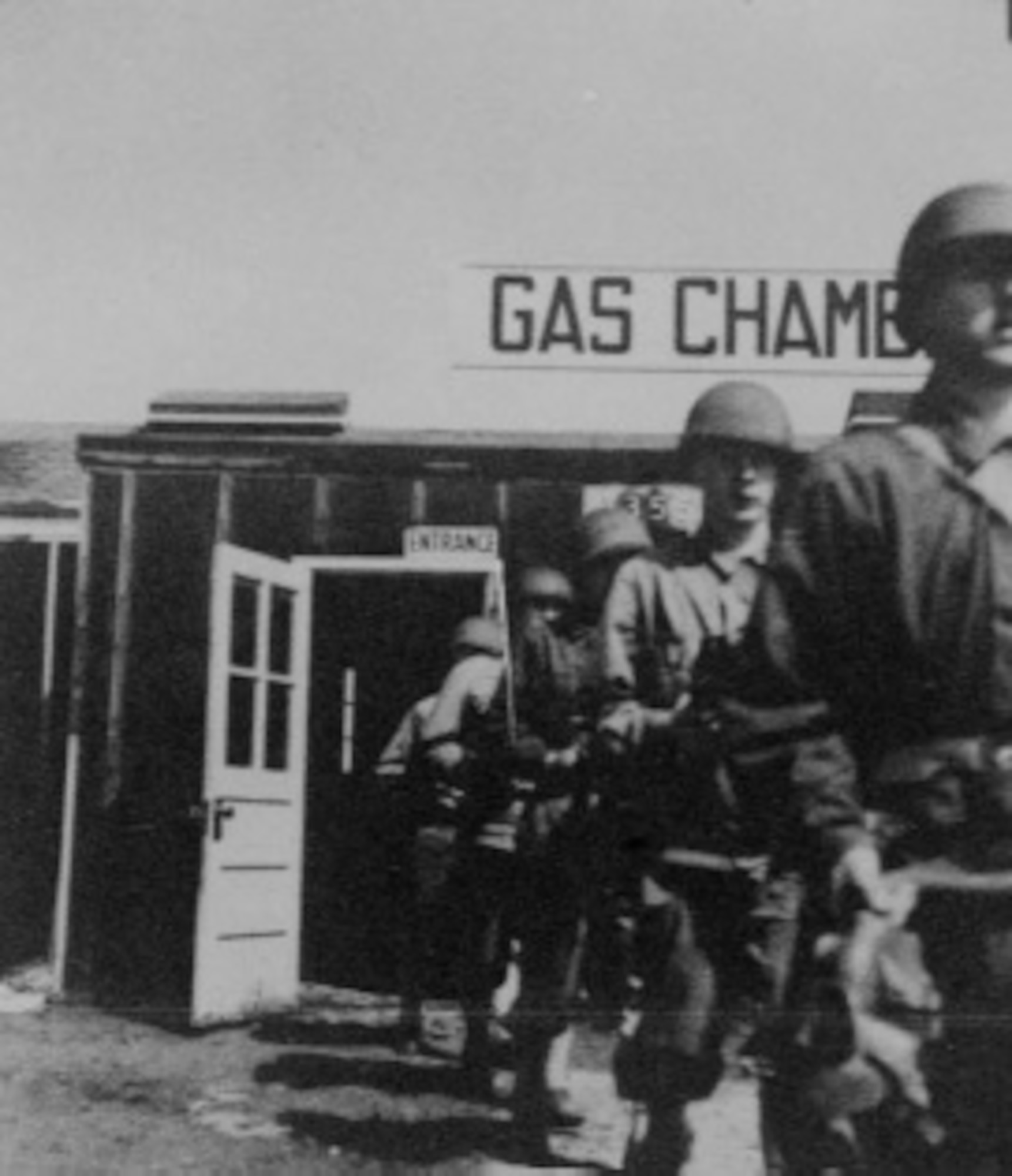 Trainees exit gas chamber during training at Buckley Field in 1943. (Courtesy Photo) 