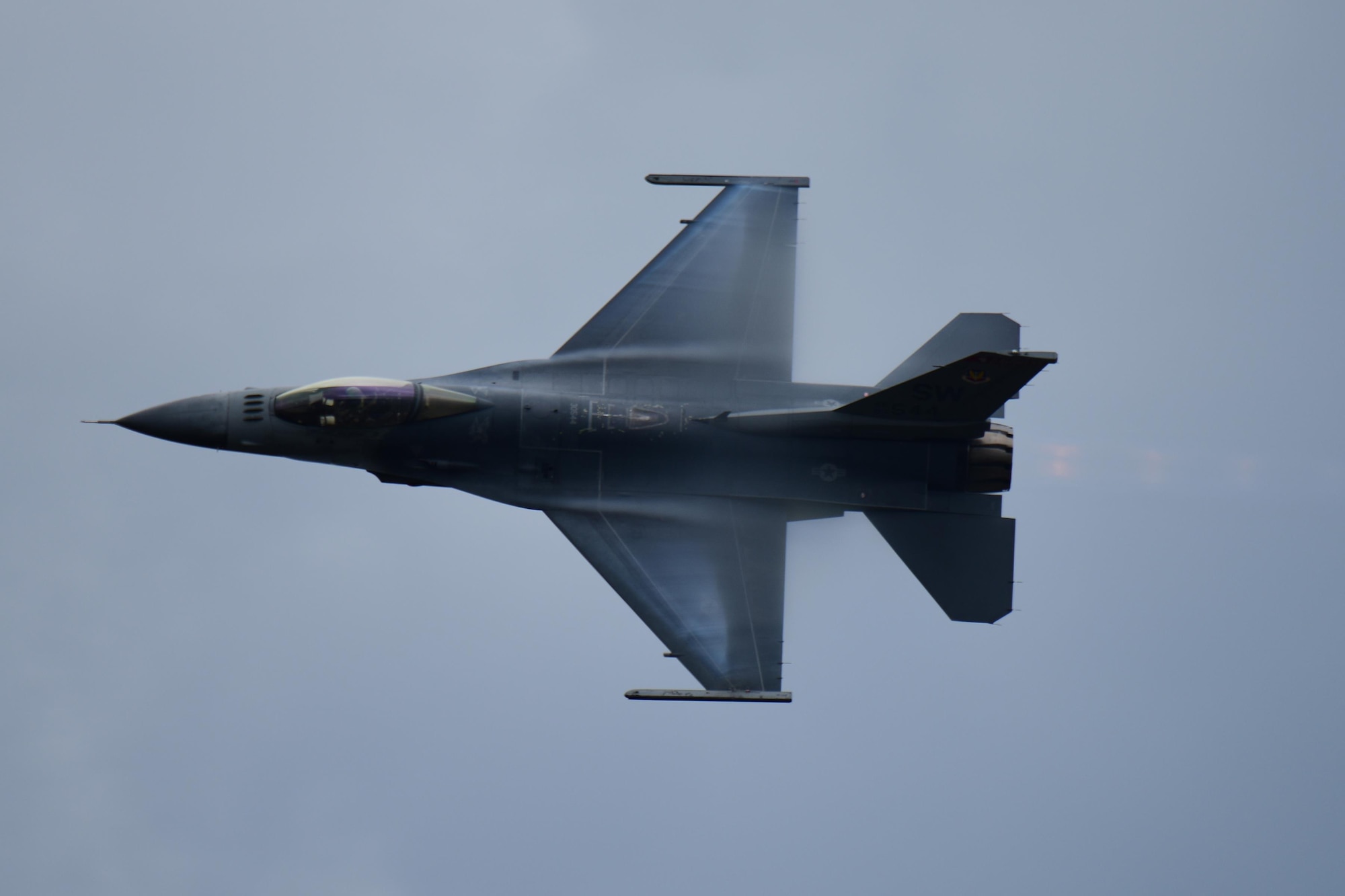 A U.S. Air Force F-16 Fighting Falcon fighter jet, assigned to the Viper East Demonstration Team from Shaw Air Force Base, participates in Feria Aeronautica Internacional—Colombia 2017 at José María Córdova International Airport in Rionegro, Colombia, July 15, 2017. The United States Air Force is participating in the four-day air show with two South Carolina Air National Guard F-16s as static displays, plus static displays of a KC-135, KC-10, along with an F-16 aerial demonstration by the Air Combat Command’s Viper East Demo Team. United States military participation in the air show provides an opportunity to strengthen our military-to-military relationships with regional partners and provides the opportunity to meet with our Colombian air force counterparts and facilitate interoperability, which can be exercised in future cooperation events such as exercises and training. (U.S. Air National Guard photo by Senior Airman Megan Floyd)