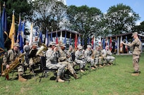 Soldiers from the U.S. Army Reserve’s 78th Army Band and 319th Army Band perform music July 18 during the Dix Centennial celebration at Joint Base McGuire-Dix-Lakehurst, New Jersey.  Camp Dix provided key support to the Army and the nation from its inception in 1917 until its re-designation as “Fort Dix” in 1939.  On Oct. 1, 2009, Fort Dix transformed into the United States Army Support Activity, Fort Dix and became part of Joint Base McGuire-Dix-Lakehurst.  More than 42,000 active-duty and reserve-component service members, civilian employees and family members work and reside on the base.