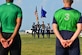 Langley Air Force Base Honor Guard members post the colors during the Intramural Soccer Championship at Joint Base Langley-Eustis, Va., July 12, 2017. The season consisted of 13 total games with 10 regular games, two playoff games and the final championship. (U.S. Air Force photo/ Airman Alexandra Naranjo)