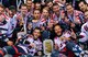 Team USA, 2017 International Ice Hockey Federation In-line Hockey World Championship winners, celebrate with their trophy after their gold-medal victory against Finland at the Ondrej Nepala Arena, Bratislava, Slovakia, July 1, 2017.  Capt. Derrick Burnett, National Reconnaissance Office, chief of mission operations, played his third year as a defenseman for Team USA, this being the first year he made it past the semifinal game. (Photo by Jan Sukup) 