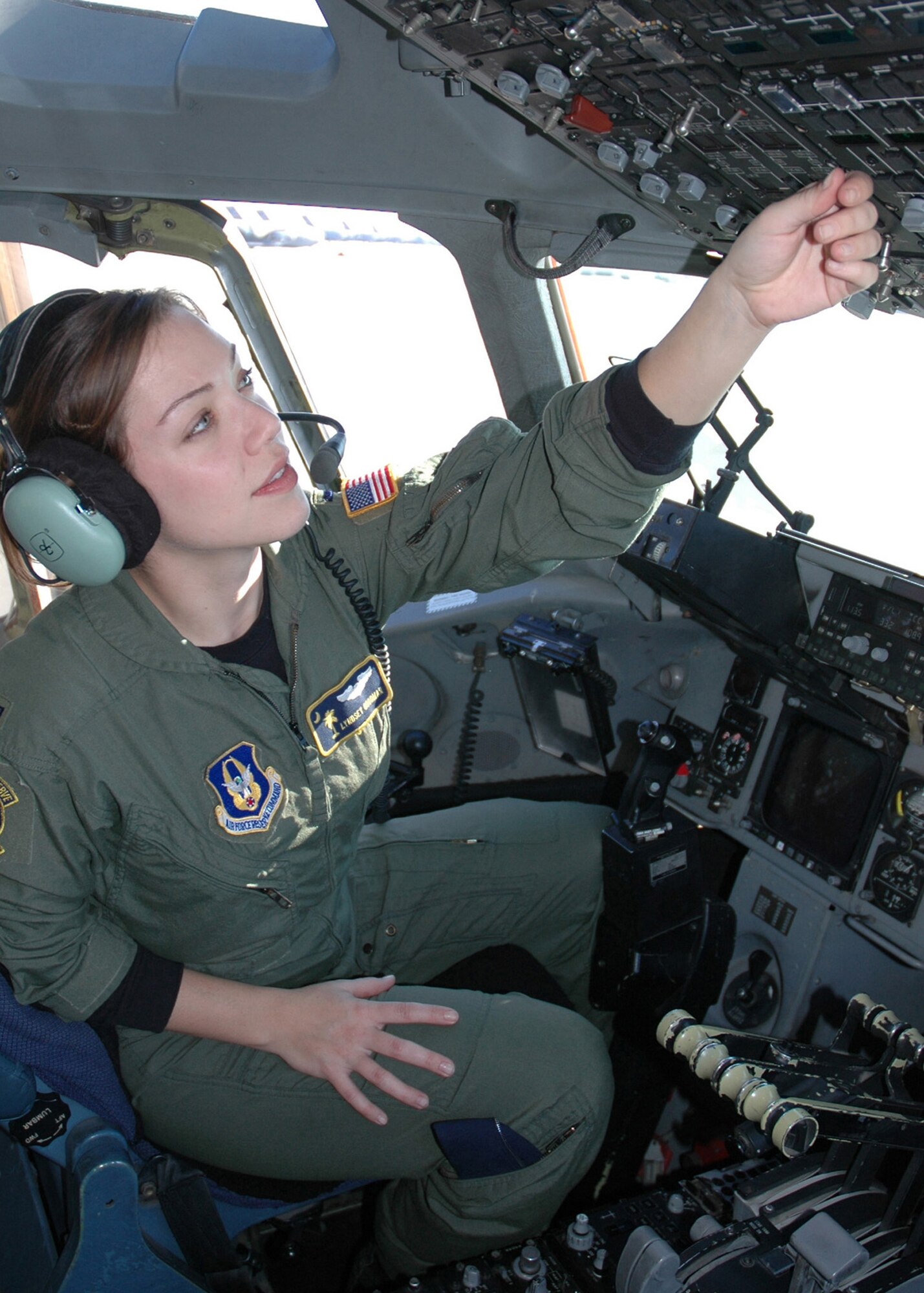 Capt. Lyndsey Goodman is a C-17 pilot with the 317th Airlift Squadron at Joint Base Charleston, South Carolina. Her organization is breaking the pilot shortage trend with 100 percent manning. (Staff Sgt. Jeff Kelly)