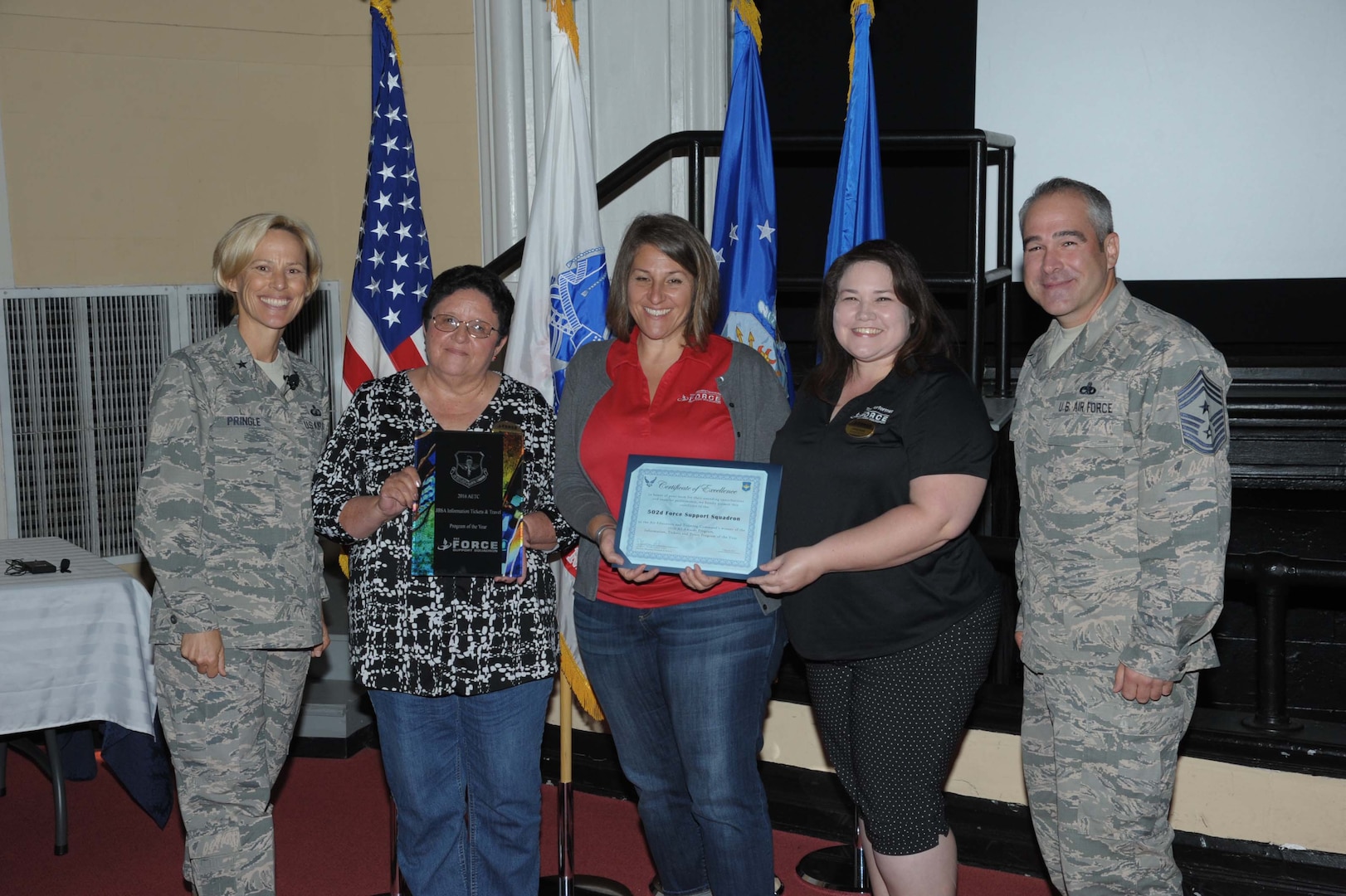 Winning an Air Force-level award is a high achievement for any individual or unit, but for an organization to attain three such honors in the same year is an extra special feat.
The 502nd Force Support Squadron at Joint Base San Antonio achieved that trifecta when its bowling, community center and information, tickets and travel programs were selected as “Best in the Air Force” for fiscal year 2016.
