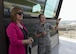 U.S. Air Force 1st Lt. Samantha Jones, 8th Operation Support Squadron airfield operations officer, briefs Christina Olds, daughter of Brig. Gen. Robin Olds, during a tour at Kunsan Air Base, Republic of Korea, July 14, 2017. Olds visited Kunsan as part of a celebration to honor her father’s legacy at Kunsan and to celebrate his 95th birthday. (U.S. Air Force photo by Senior Airman Michael Hunsaker/Released)