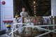 Tech. Sgt. William Anderson, an Airman from the 81st Aerial Port Squadron, Joint Base Charleston, loads a pallet of hazardous cargo onto a weigh-station in the special handling section at Ramstein Air Base, Germany, July 19, 2017. Anderson, along with fellow Airman from the 81st APS, completed annual tour training requirements while in Germany.  (U.S. Air Force photo by Senior Airman Jonathan Lane)