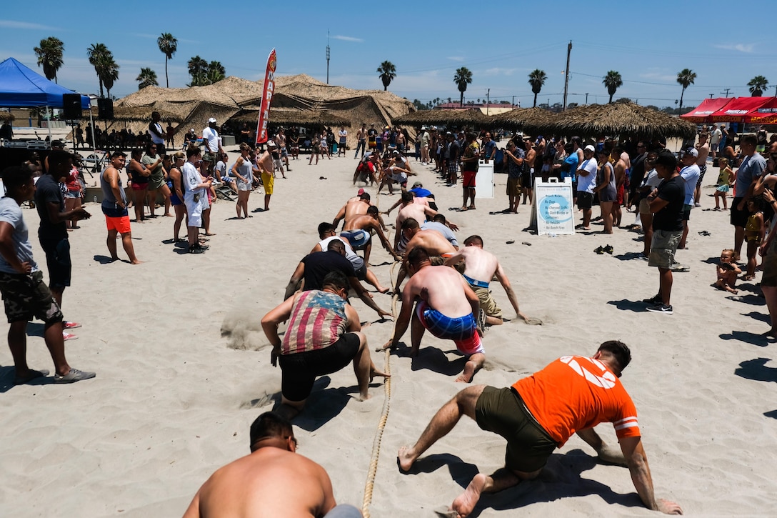 Marines of Bravo Company face off with Marines of Alpha Company during a fierce Tug of war.  These two Leviathan Companies competed for what seemed like forever.  Alpha Company eventually emerged victorious.