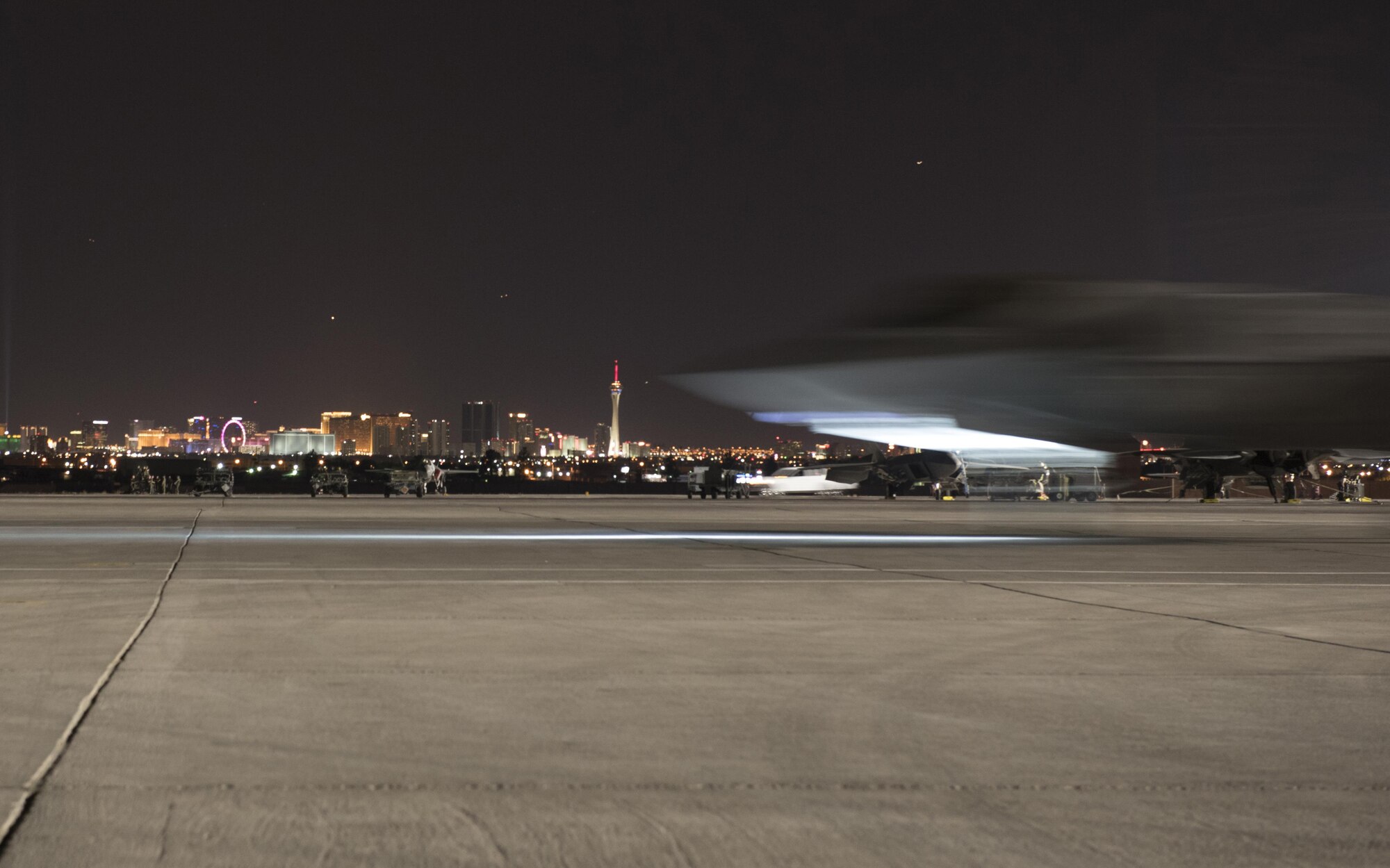 An F-35A Lightning II taxis before takeoff July 18, 2017, at Nellis Air Force Base, Nev. The 33rd Fighter Wing and Marine Attack Squadron 221 from Yuma, Ariz., participated in the first combat exercise with Air Force F-35As and Marine Corps F-35Bs operating simultaneously during Red Flag 17-3. The large scale exercise, which was developed to provide pilots with critical experience in combat situations, enabled F-35 pilots to plan and train using the same tactics, techniques and procedures. (U.S. Air Force photo by Staff Sgt. Peter Thompson)