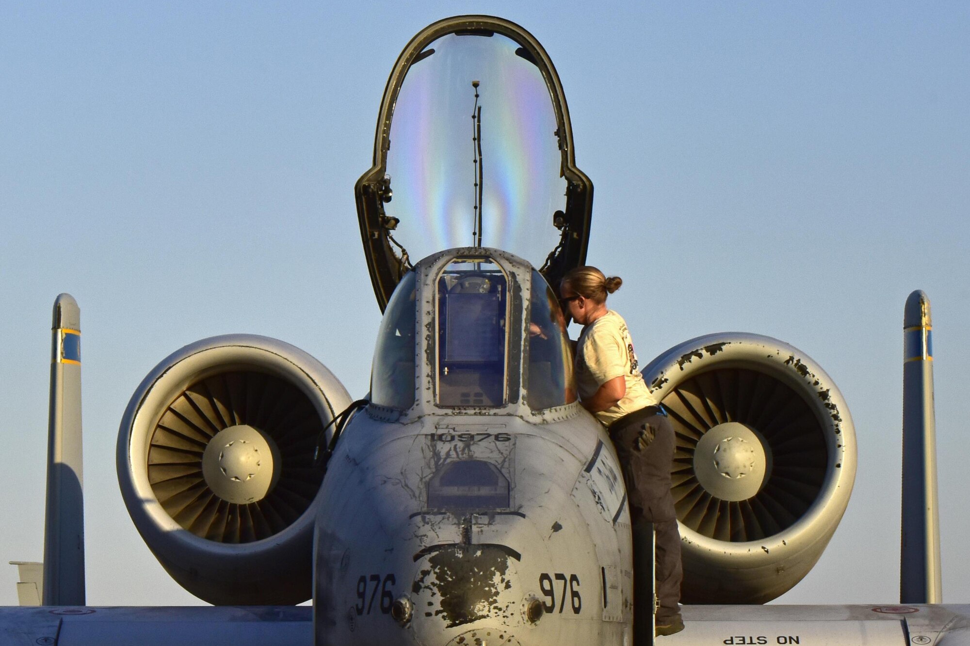 Col. Ben Rudolphi, the 407th Expeditionary Operation Support Squadron commander, prepares for flight in an A-10 Thunderbolt II July 11, 2017, at Incirlik Air Base, Turkey. Rudolphi has provided a dual role in Operation Inherent Resolve as the commander of the 407th EOSS in Southwest Asia and being directly in the fight against the Islamic State of Iraq and Syria conducting A-10 flying missions with the 447th Air Expeditionary Group. The A-10 supports ground forces with rapid employment close air and contact support utilizing a variety of bombs, missiles and a 30mm GAU-8 seven-barrel Gatling gun. (U.S. Air Force photo/Senior Airman Ramon A. Adelan)