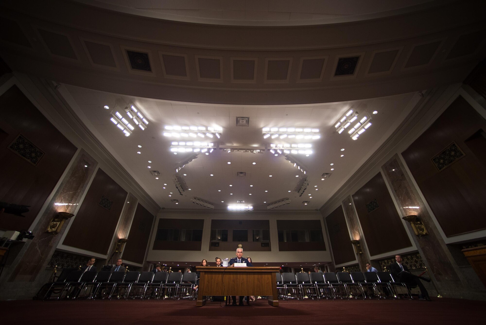Air Force Gen. Paul J. Selva, the Vice Chairman of the Joint Chiefs of Staff, testifies during a Senate Armed Services Committee hearing on Capitol Hill in Washington, July 18, 2017. The hearing was held to consider Selva’s reappointment as the Vice Chairman. (Department of Defense Photo/Army Sgt. James K. McCann)