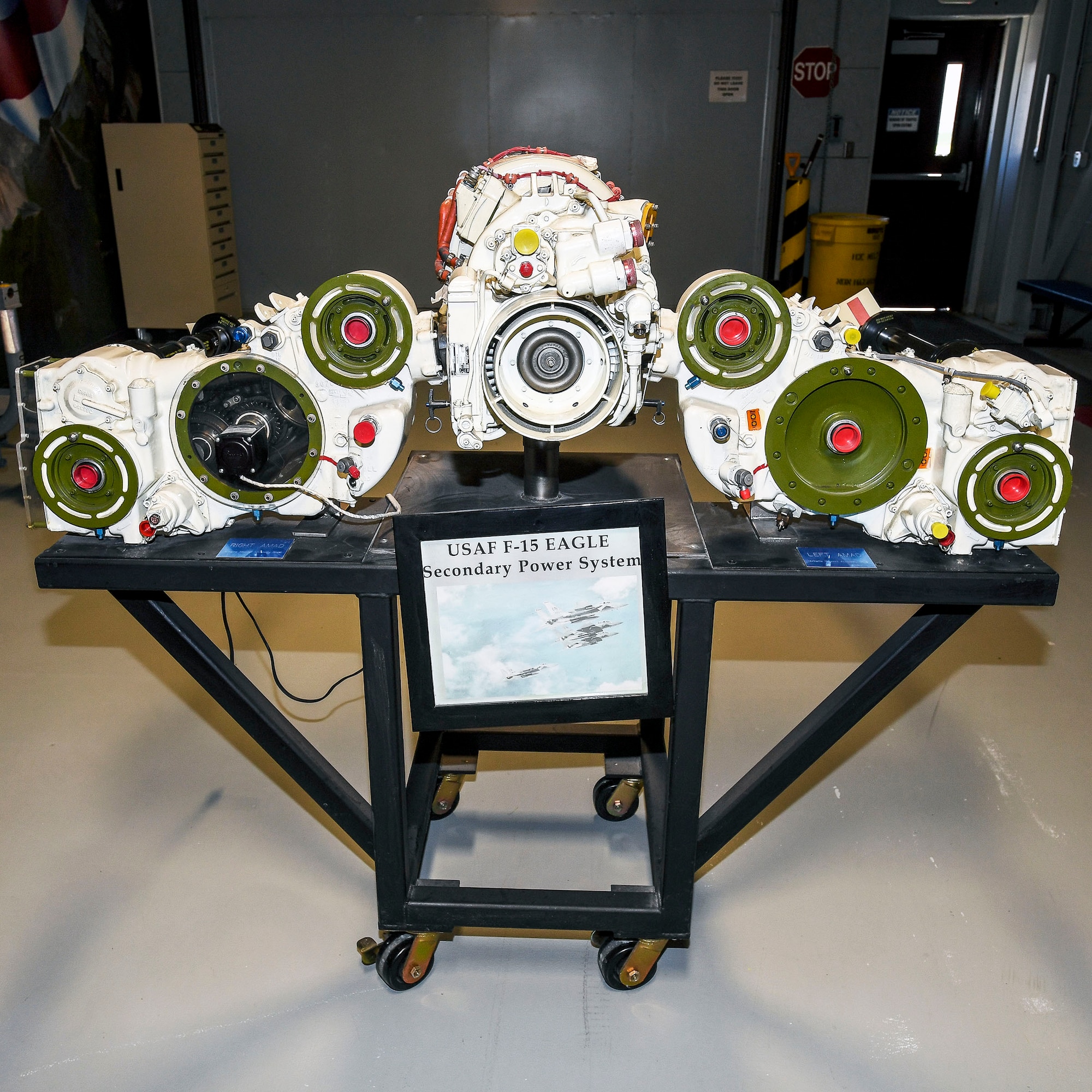 F-15 aircraft central gearbox with attached left and right Airframe Mounted Accessory Drive. (U.S. Air Force)