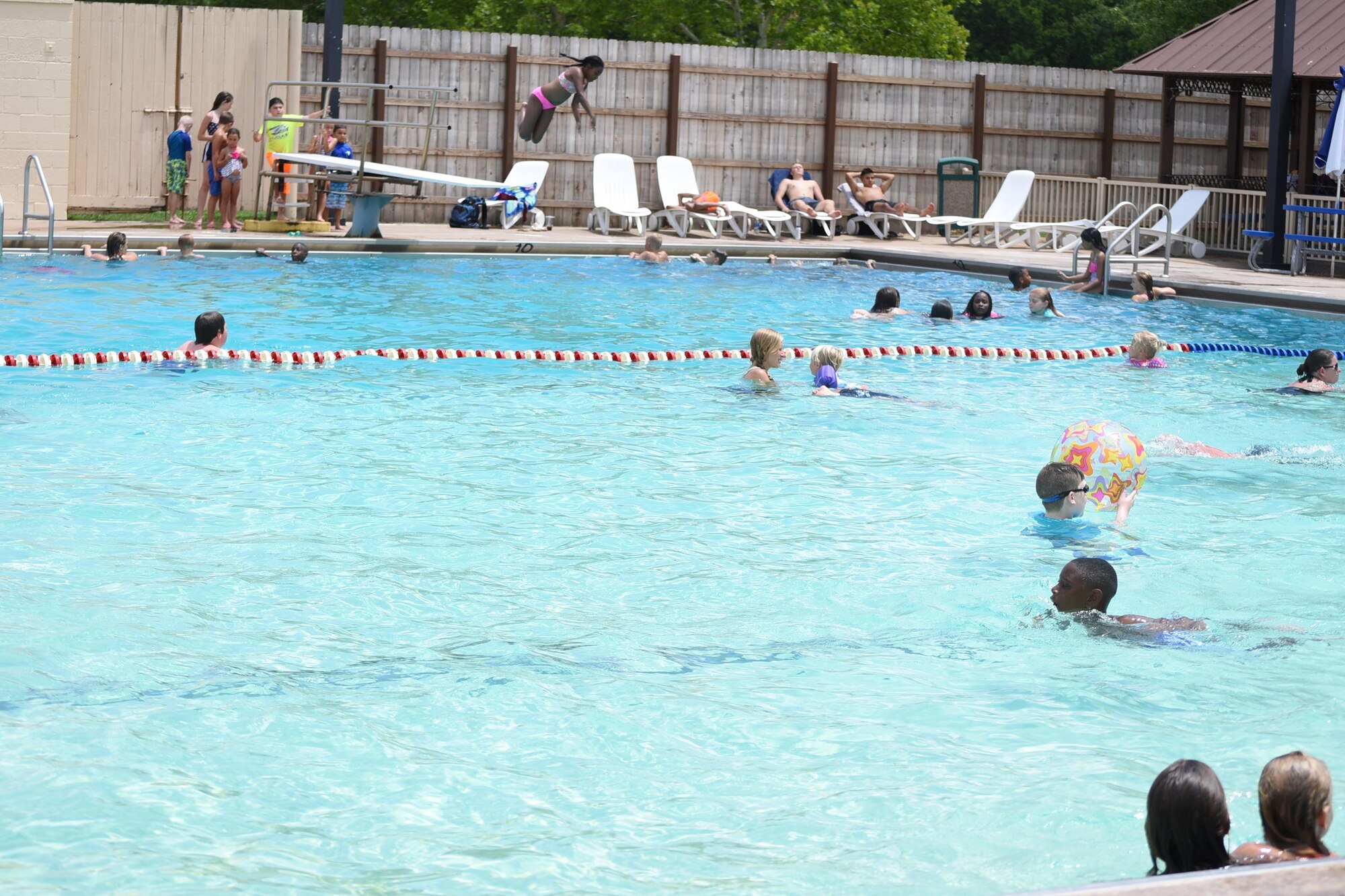 Tinker’s Iszard Memorial Pool was named for Chief Master Sgt. Edward J. Iszard, who served as the non-commissioned officer in charge of the Social Actions Equal Opportunity and Treatment Office at Tinker Air Force Base. (Air Force photo by April McDonald)