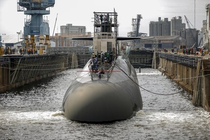 Norfolk Naval Shipyard (NNSY) successfully undocked USS Rhode Island (SSBN 740) two days early July 17.