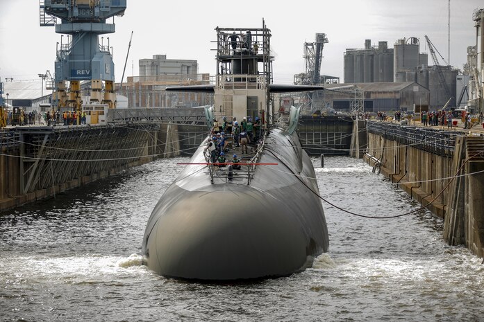 Norfolk Naval Shipyard (NNSY) successfully undocked USS Rhode Island (SSBN 740) two days early July 17.