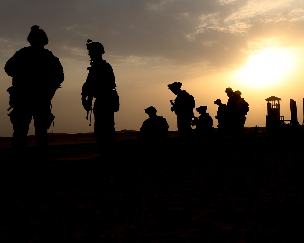 U.S. Marines with 1st Battalion, 7th Marine Regiment, Special Purpose Marine Air-Ground Task Force-Crisis Response-Central Command, standby for a night battle sight zero range in the Middle East, July 5, 2017. The training checks the accuracy of the weapon’s sight alignment and ensures SPMAGTF Marines are prepared to react and respond to a variety of scenarios that may play out across the USCENTCOM area of operations. SPMAGTF-CR-CC is a well-trained crisis response unit that has the ability to project combat power over vast distances using organic aviation, logistical, and ground combat assets. (U.S. Marine Corps photo by Lance Cpl. Joshua S. McAlpine)