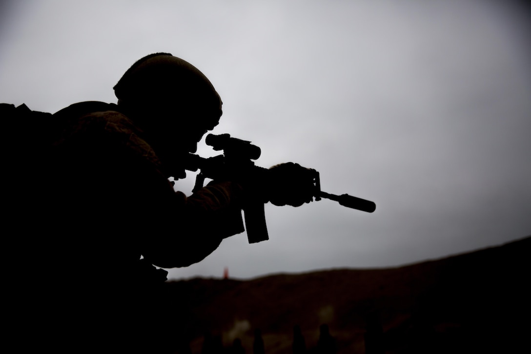 A Peruvian marine engages targets while conducting sniper rifle drills during UNITAS 2017 at Ancon, Peru, July 20, 2017. UNITAS is an annual, multinational exercise that focuses on strengthening existing regional partnerships and encourages establishing new relationships through the exchange of maritime mission-focused knowledge and expertise during multinational training operations. (U.S. Marine Corps photo by Lance Cpl. Taylor W. Cooper)